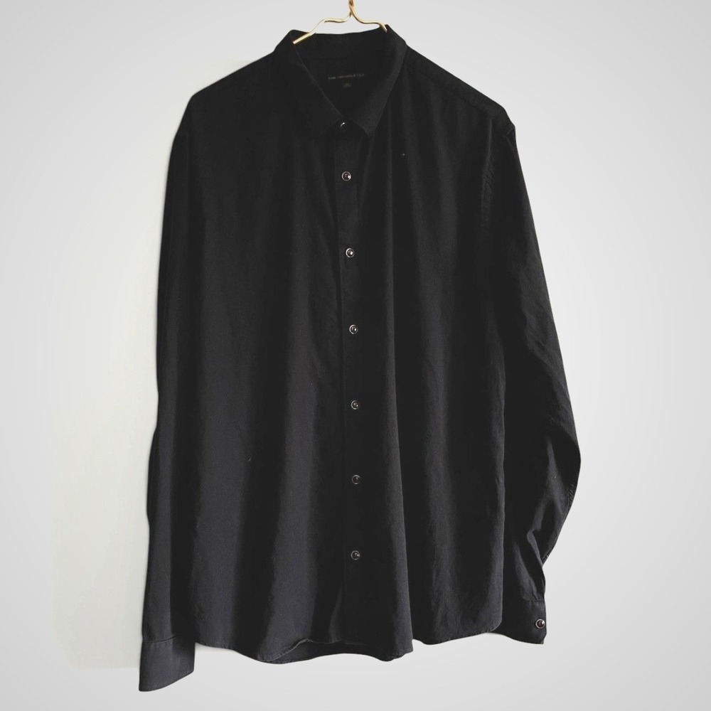 John Varvatos USA Mens Black Long Sleeve Button Down Shirt XL Casual Dress